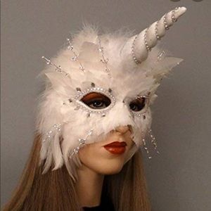 Gypsy Renaissance white feather unicorn mask